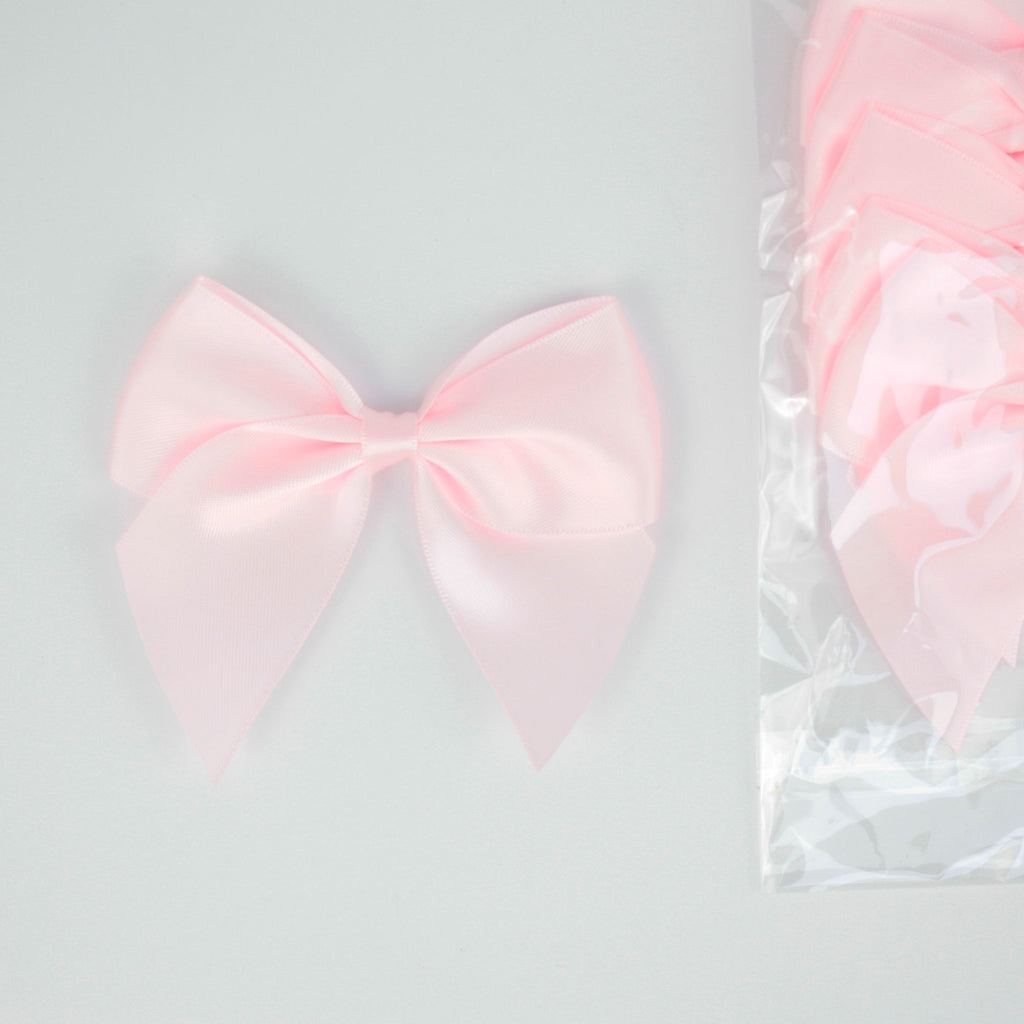 Pale Baby Pink 5cm Satin Bows - Self Adhesive - Perfect Tables